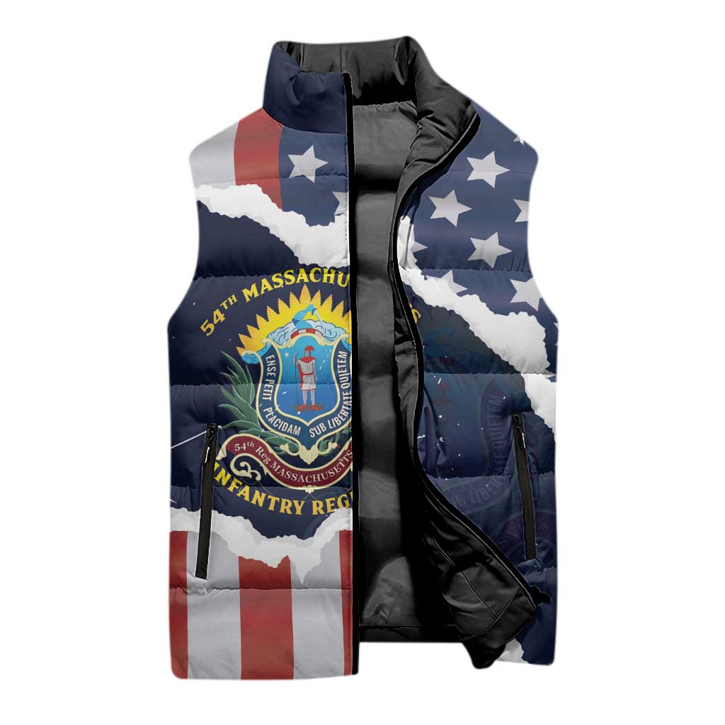 Personalized 54th Massachusetts Infantry Regiment Sleeveless Puffer Jacket American Flag Heritage - African Pride