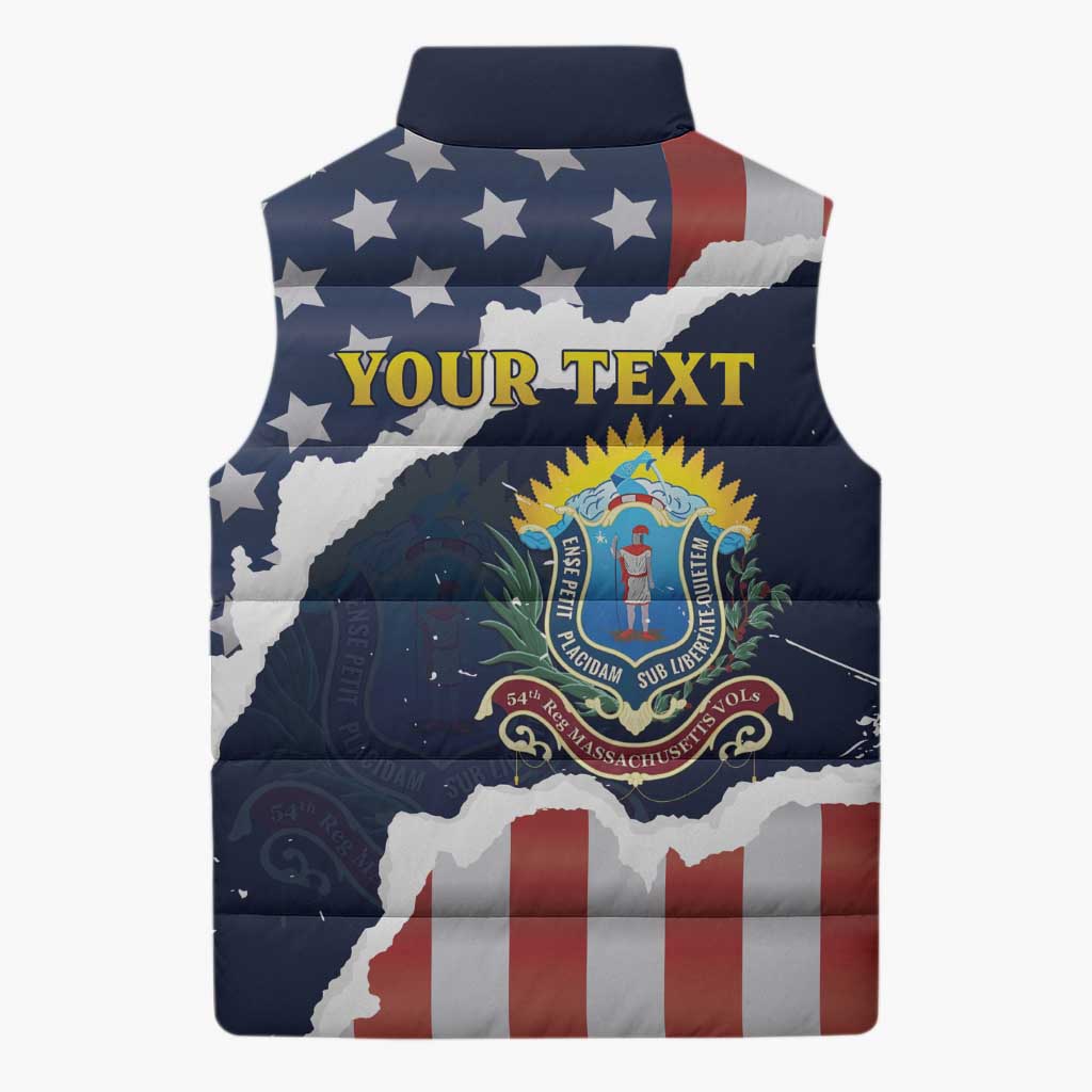Personalized 54th Massachusetts Infantry Regiment Sleeveless Puffer Jacket American Flag Heritage - African Pride