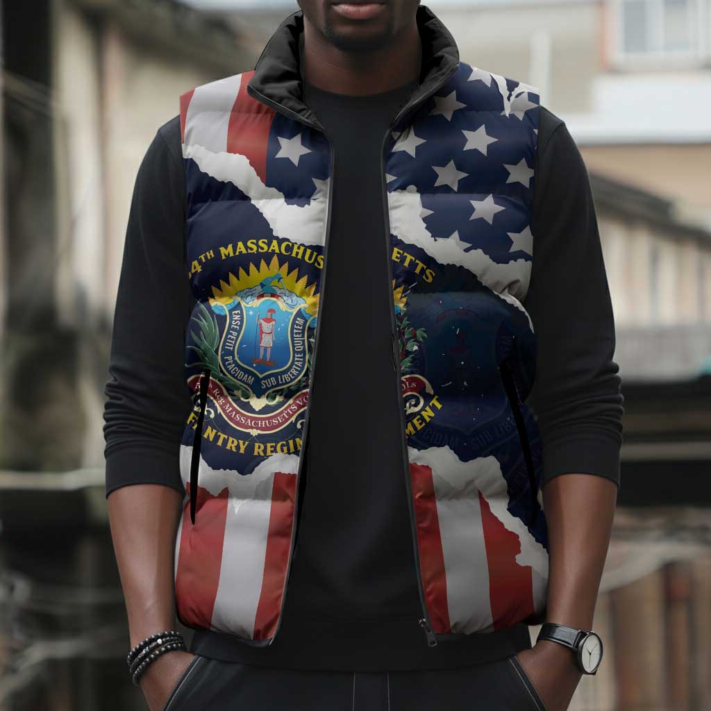 Personalized 54th Massachusetts Infantry Regiment Sleeveless Puffer Jacket American Flag Heritage - African Pride