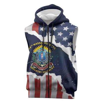 Personalized 54th Massachusetts Infantry Regiment Sleeveless Zip Hoodie American Flag Heritage - African Pride