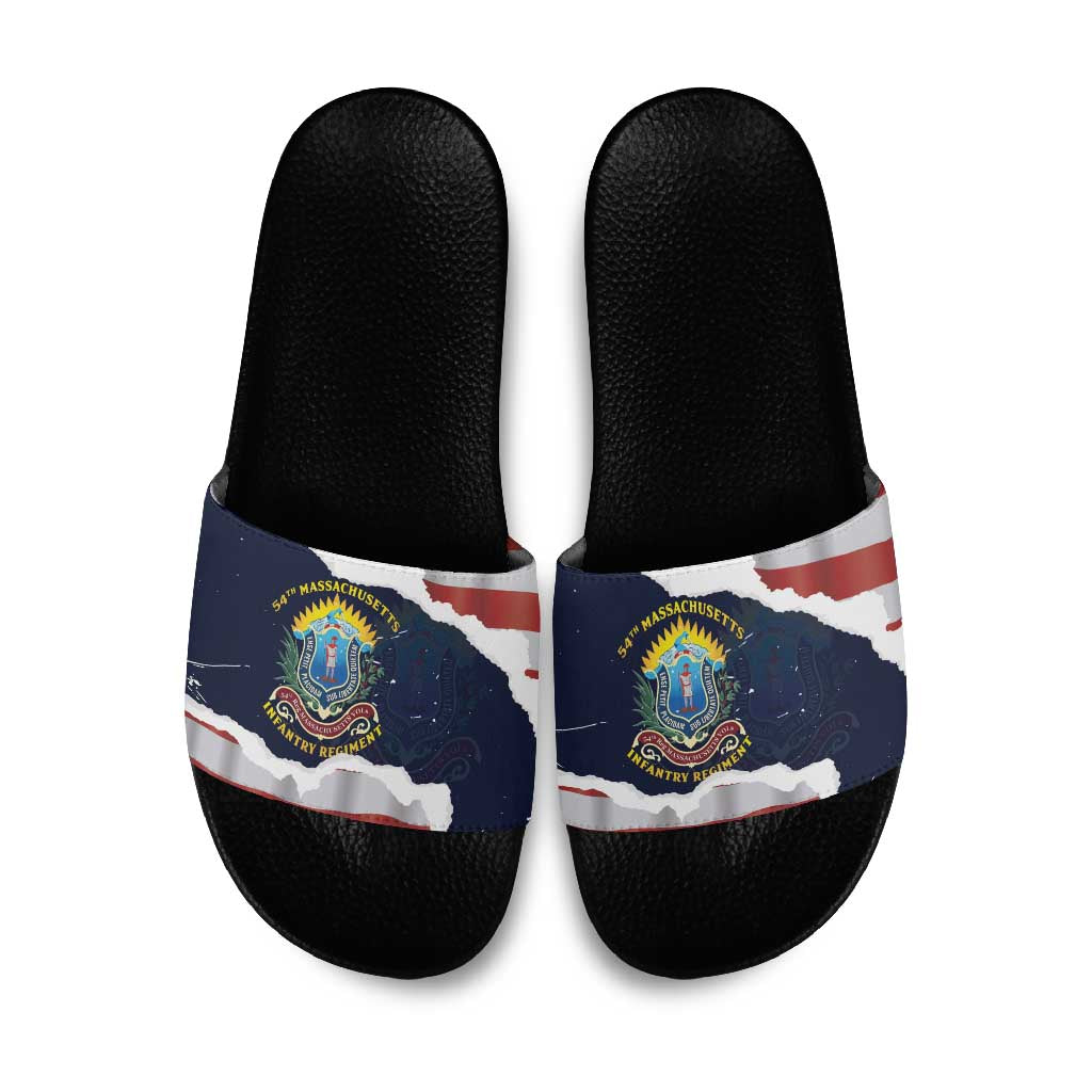 54th Massachusetts Infantry Regiment Slide Sandals American Flag Heritage - African Pride