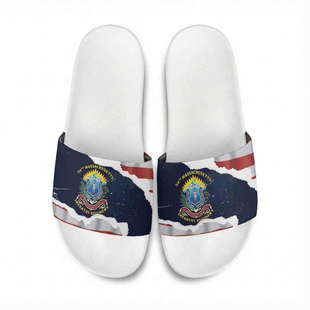 54th Massachusetts Infantry Regiment Slide Sandals American Flag Heritage - African Pride
