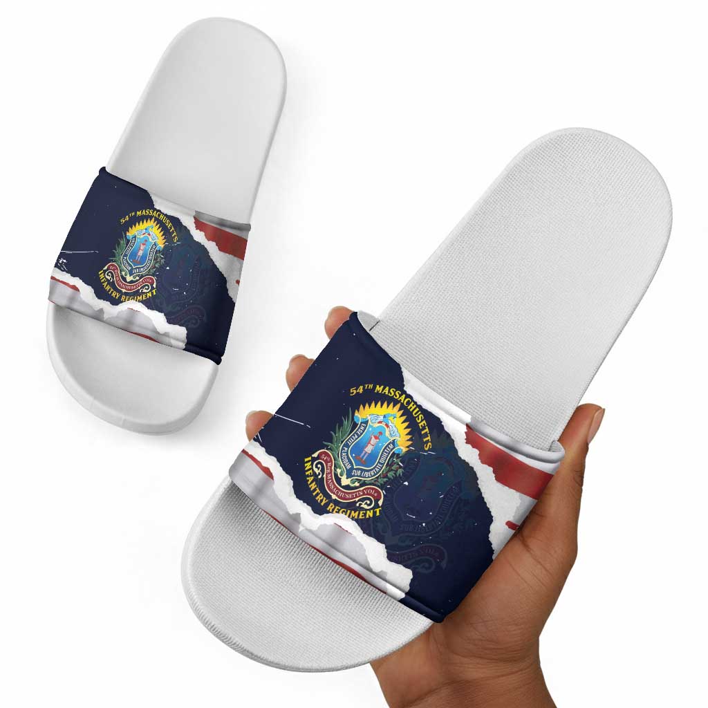 54th Massachusetts Infantry Regiment Slide Sandals American Flag Heritage - African Pride
