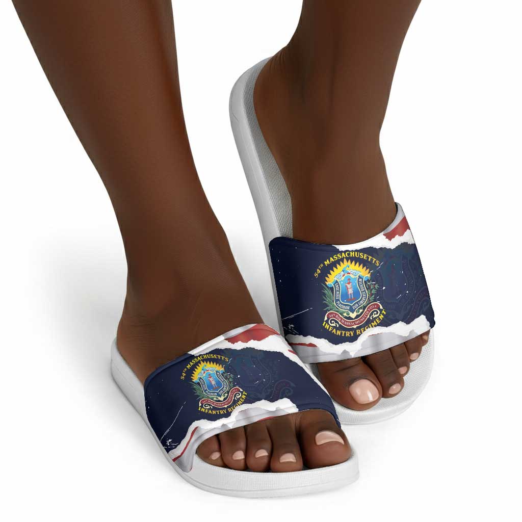 54th Massachusetts Infantry Regiment Slide Sandals American Flag Heritage - African Pride