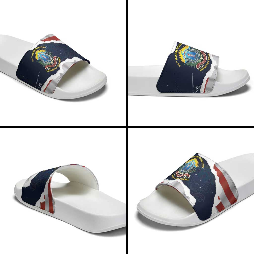 54th Massachusetts Infantry Regiment Slide Sandals American Flag Heritage - African Pride