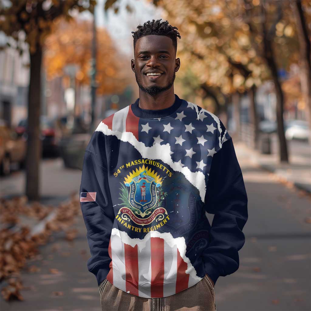 Personalized 54th Massachusetts Infantry Regiment Sweatshirt American Flag Heritage - African Pride