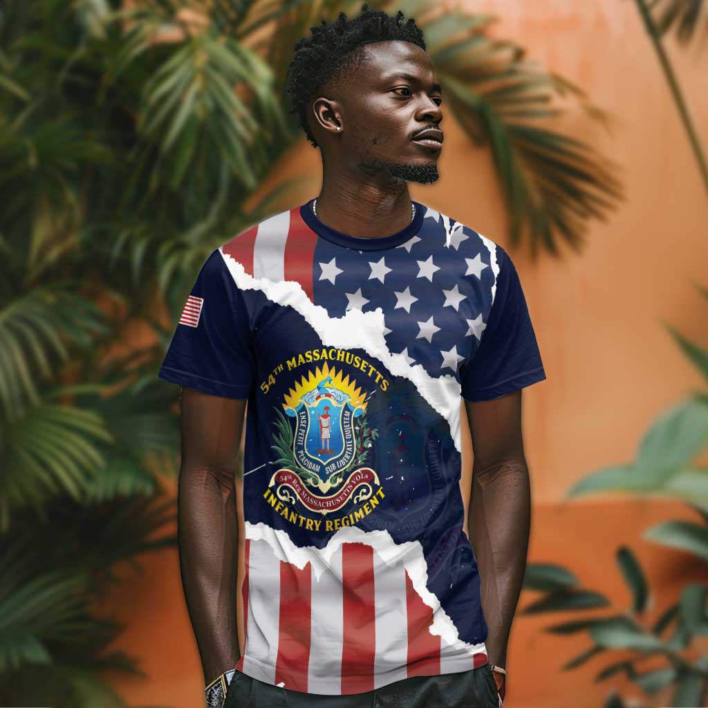 Personalized 54th Massachusetts Infantry Regiment T shirt American Flag Heritage - African Pride