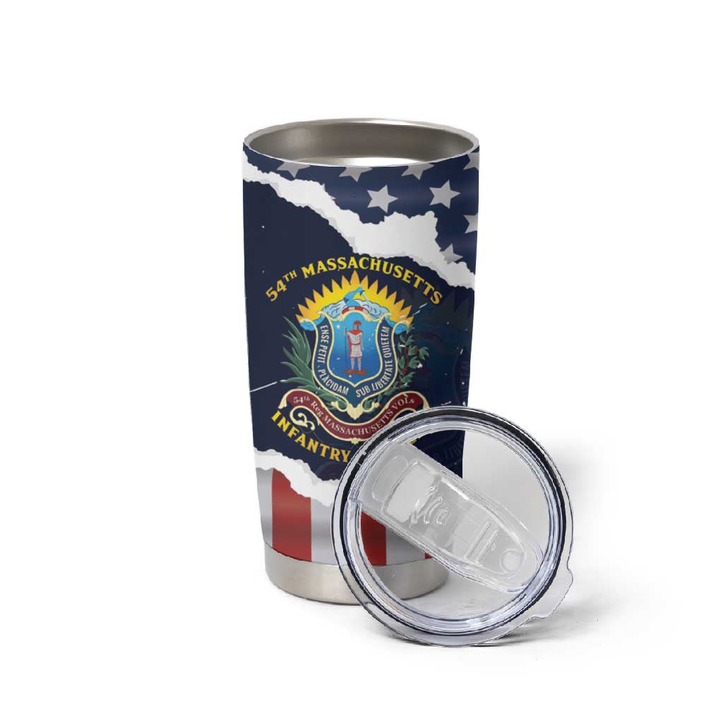 Personalized 54th Massachusetts Infantry Regiment Tumbler Cup American Flag Heritage - African Pride