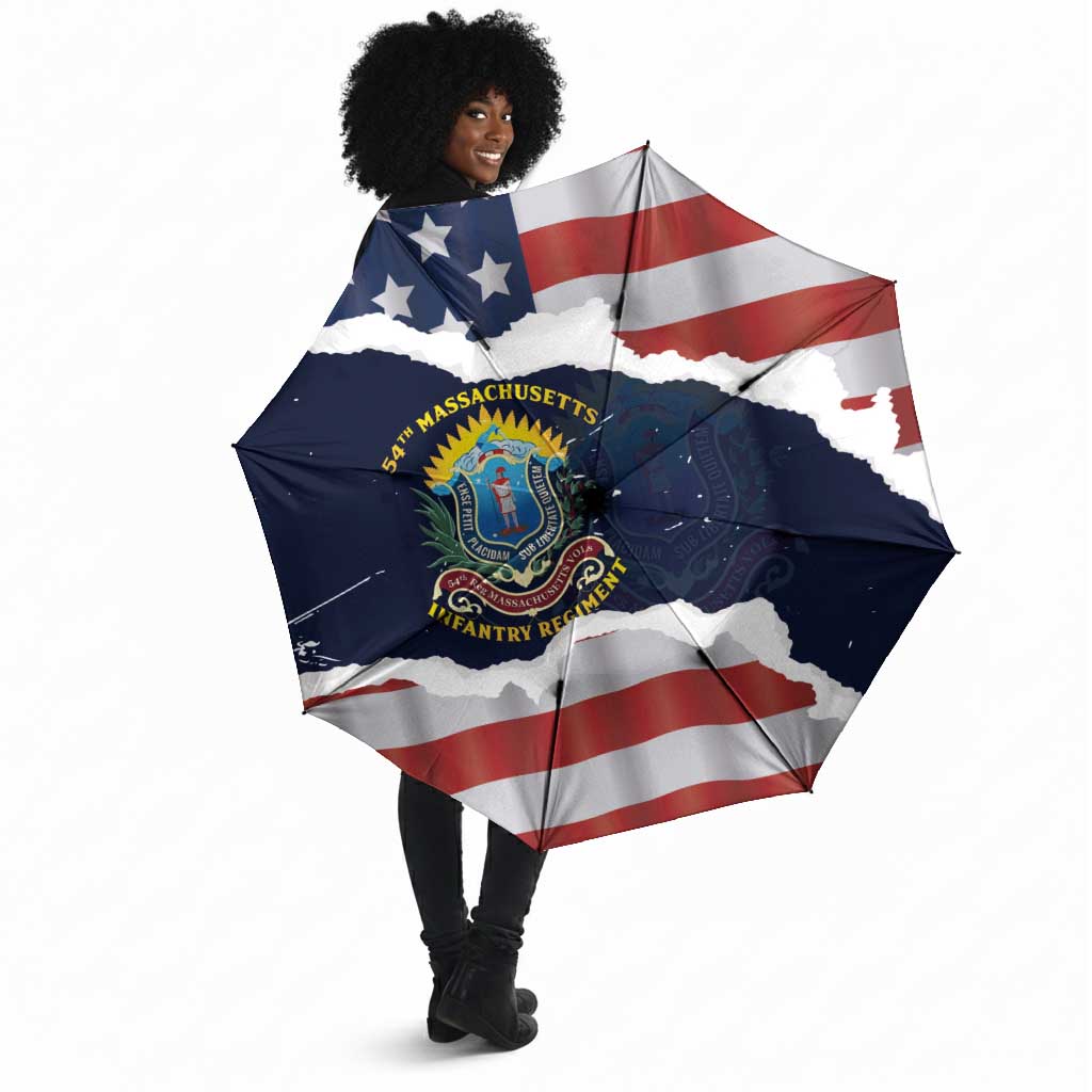 54th Massachusetts Infantry Regiment Umbrella American Flag Heritage - African Pride