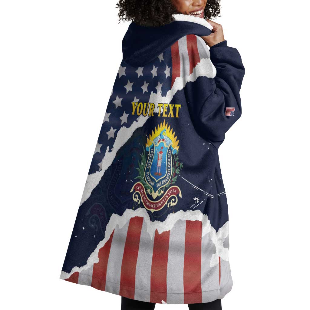 Personalized 54th Massachusetts Infantry Regiment Wearable Blanket Hoodie American Flag Heritage - African Pride