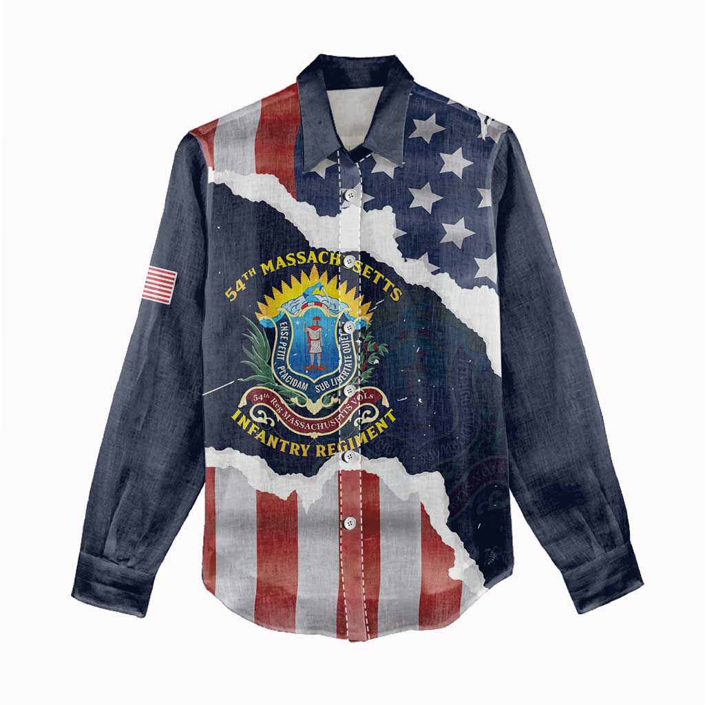 Personalized 54th Massachusetts Infantry Regiment Women Casual Shirt American Flag Heritage - African Pride
