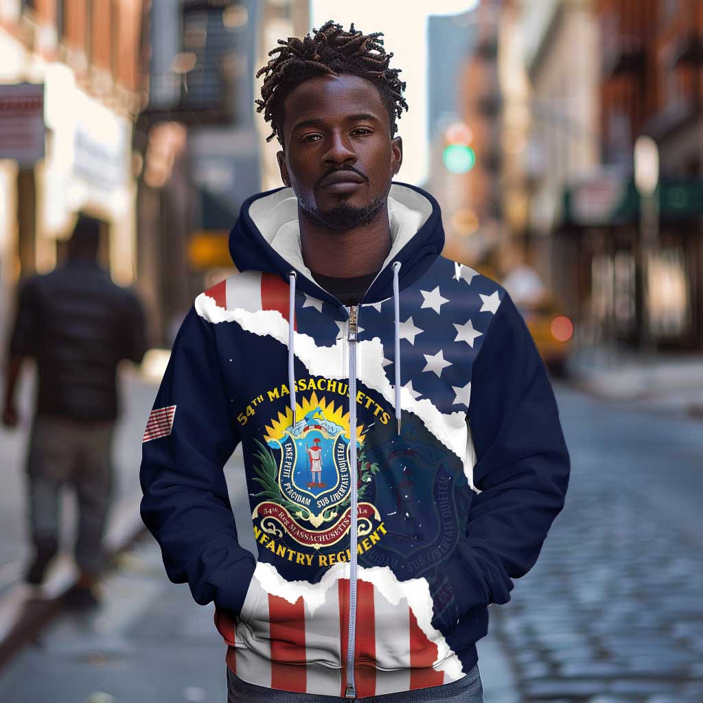 Personalized 54th Massachusetts Infantry Regiment Zip Hoodie American Flag Heritage - African Pride