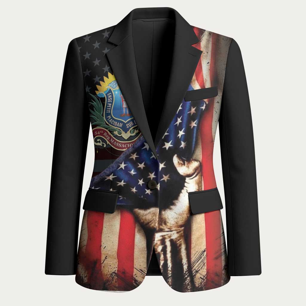 54th Massachusetts Infantry Regiment Blazer Flag of Freedom - African Pride
