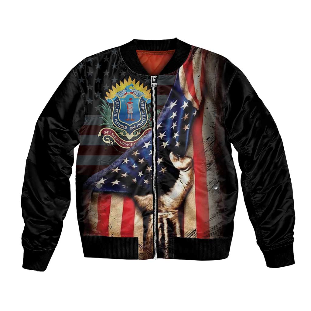 54th Massachusetts Infantry Regiment Bomber Jacket Flag of Freedom - African Pride