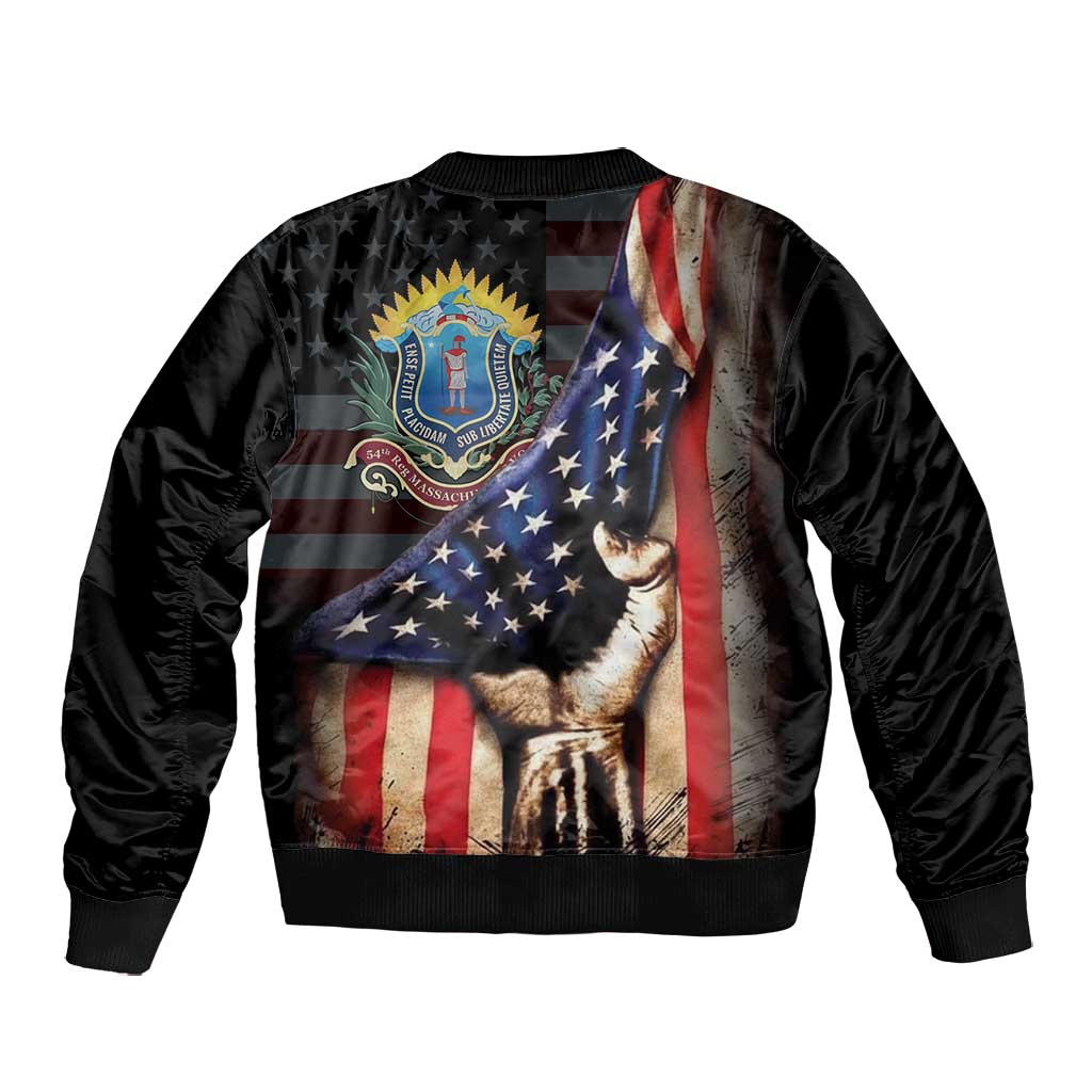 54th Massachusetts Infantry Regiment Bomber Jacket Flag of Freedom - African Pride