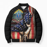 54th Massachusetts Infantry Regiment Bomber Puffer Jacket Flag of Freedom - African Pride