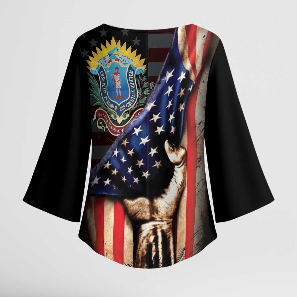 54th Massachusetts Infantry Regiment Kimono Sleeve Blouse Flag of Freedom - African Pride