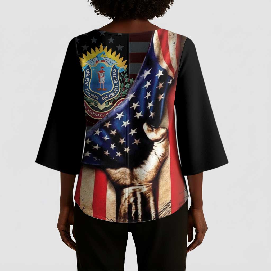 54th Massachusetts Infantry Regiment Kimono Sleeve Blouse Flag of Freedom - African Pride