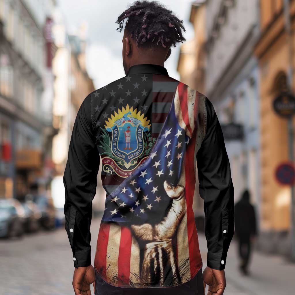 54th Massachusetts Infantry Regiment Long Sleeve Button Shirt Flag of Freedom - African Pride