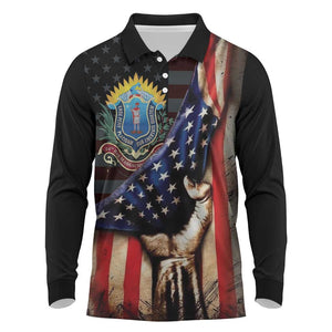 54th Massachusetts Infantry Regiment Long Sleeve Polo Shirt Flag of Freedom - African Pride