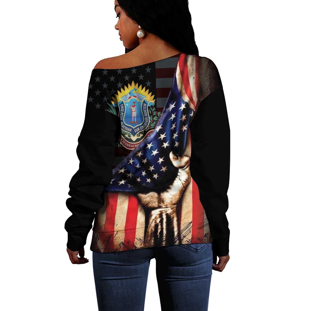 54th Massachusetts Infantry Regiment Off Shoulder Sweater Flag of Freedom - African Pride