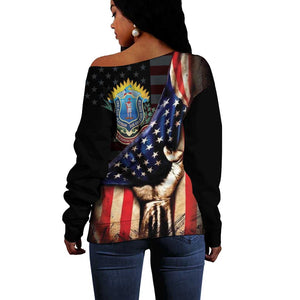 54th Massachusetts Infantry Regiment Off Shoulder Sweater Flag of Freedom - African Pride