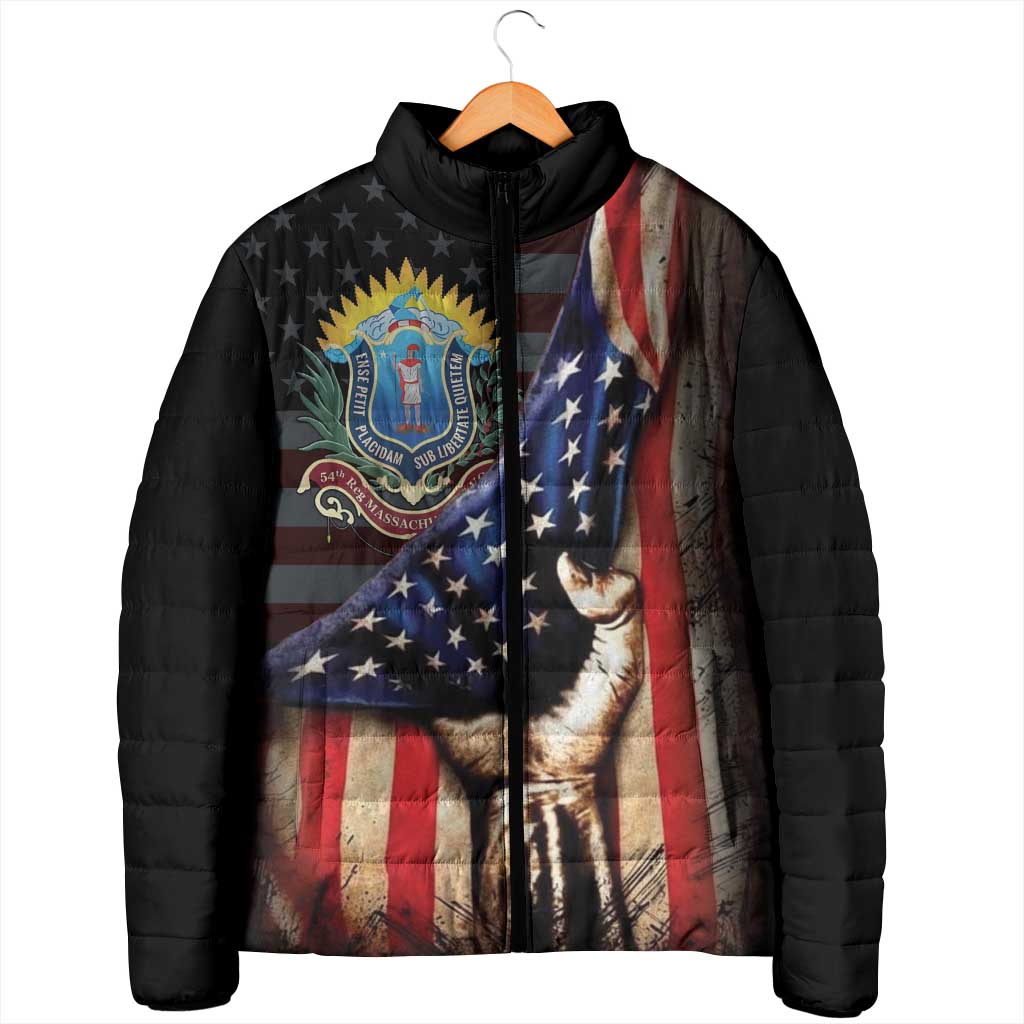 54th Massachusetts Infantry Regiment Padded Jacket Flag of Freedom - African Pride