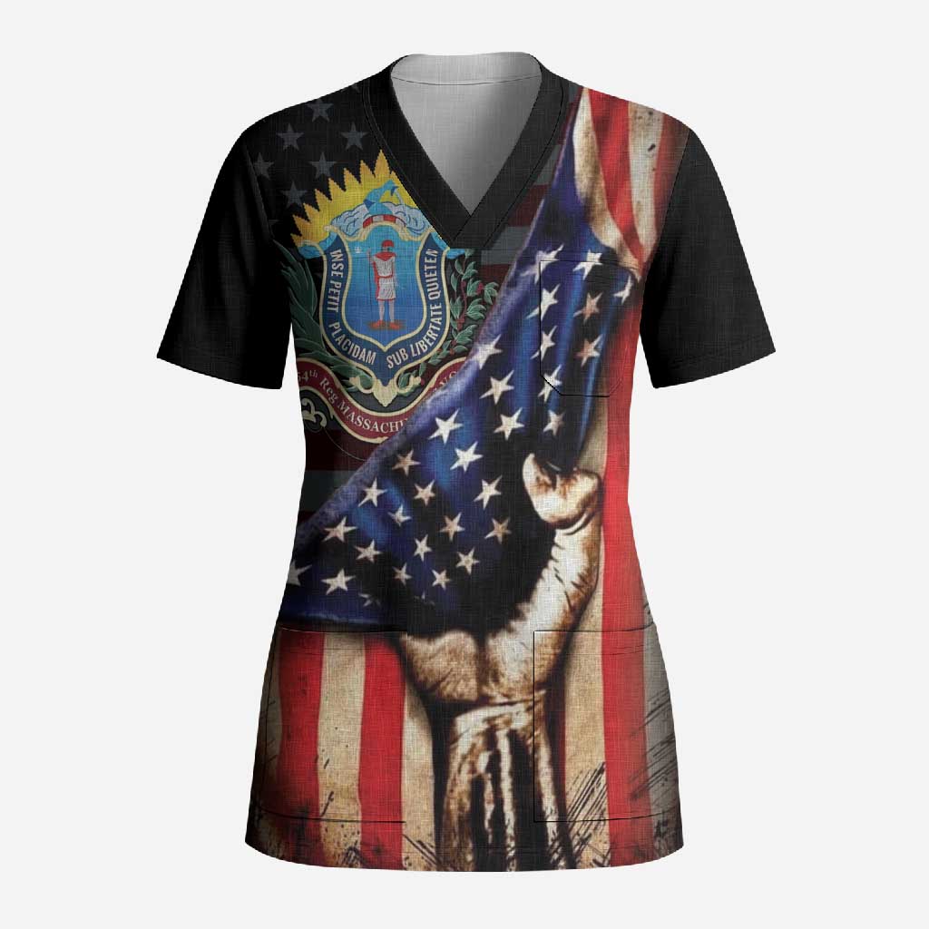 54th Massachusetts Infantry Regiment Scrub Top Flag of Freedom - African Pride