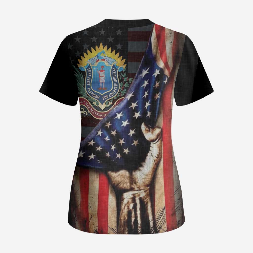 54th Massachusetts Infantry Regiment Scrub Top Flag of Freedom - African Pride