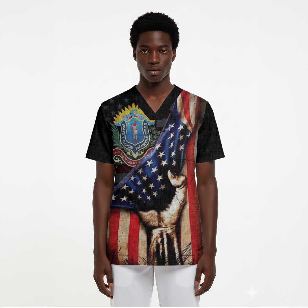 54th Massachusetts Infantry Regiment Scrub Top Flag of Freedom - African Pride