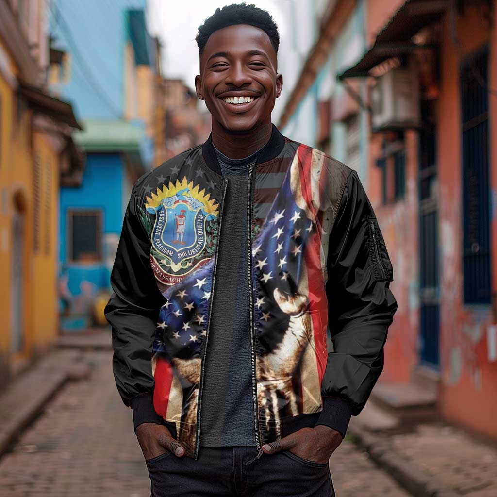 54th Massachusetts Infantry Regiment Sleeve Zip Bomber Jacket Flag of Freedom - African Pride