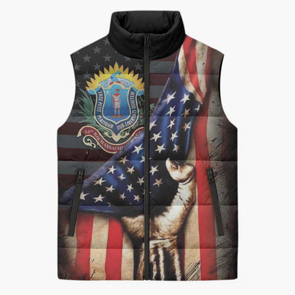 54th Massachusetts Infantry Regiment Sleeveless Puffer Jacket Flag of Freedom - African Pride