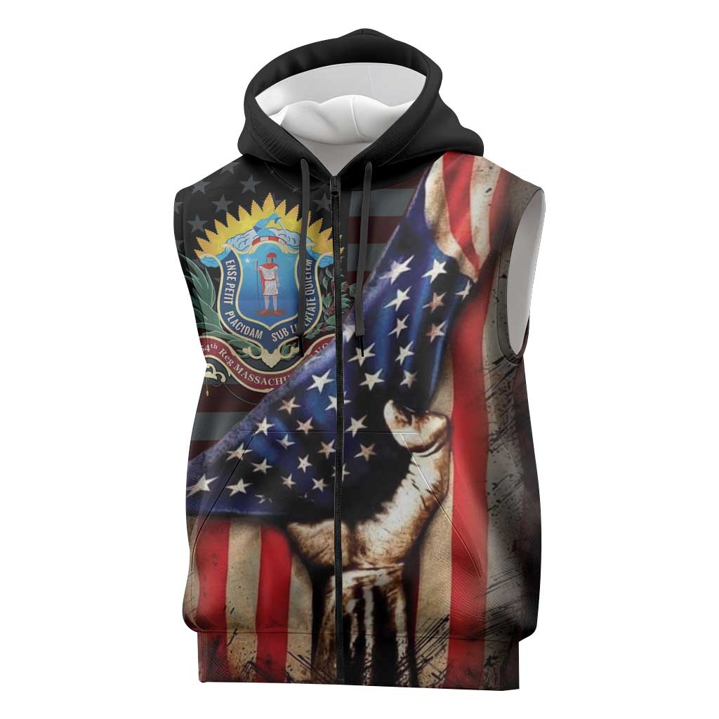 54th Massachusetts Infantry Regiment Sleeveless Zip Hoodie Flag of Freedom - African Pride