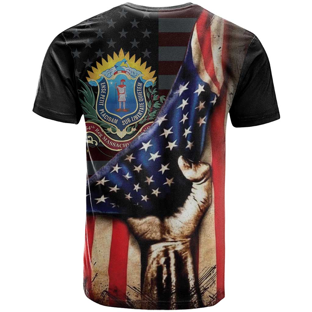 54th Massachusetts Infantry Regiment T shirt Flag of Freedom - African Pride
