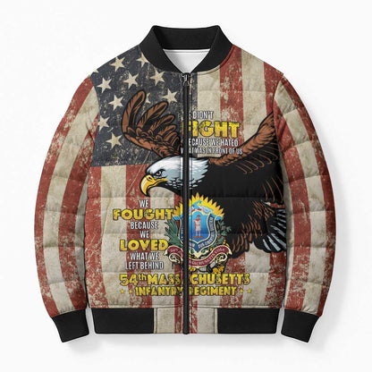 54th Massachusetts Infantry Regiment Bomber Puffer Jacket American Eagle - African Pride