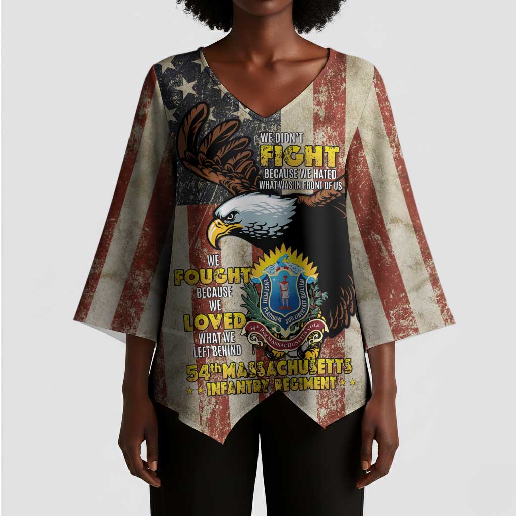 54th Massachusetts Infantry Regiment Kimono Sleeve Blouse American Eagle - African Pride