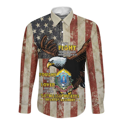 54th Massachusetts Infantry Regiment Long Sleeve Button Shirt American Eagle - African Pride