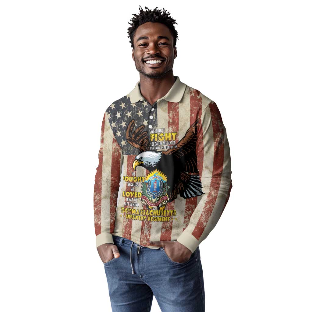 54th Massachusetts Infantry Regiment Long Sleeve Polo Shirt American Eagle - African Pride