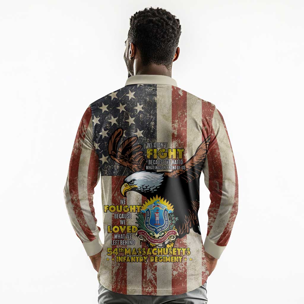 54th Massachusetts Infantry Regiment Long Sleeve Polo Shirt American Eagle - African Pride