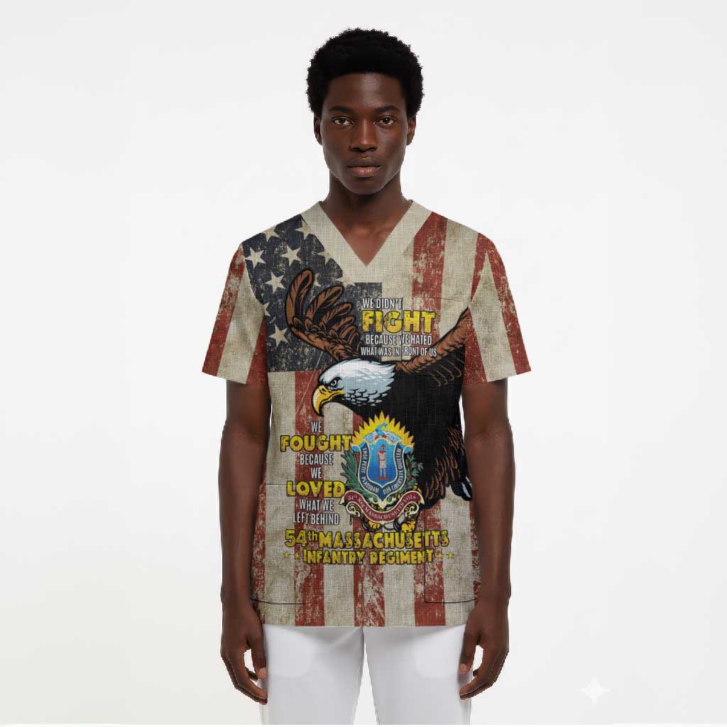 54th Massachusetts Infantry Regiment Scrub Top American Eagle - African Pride
