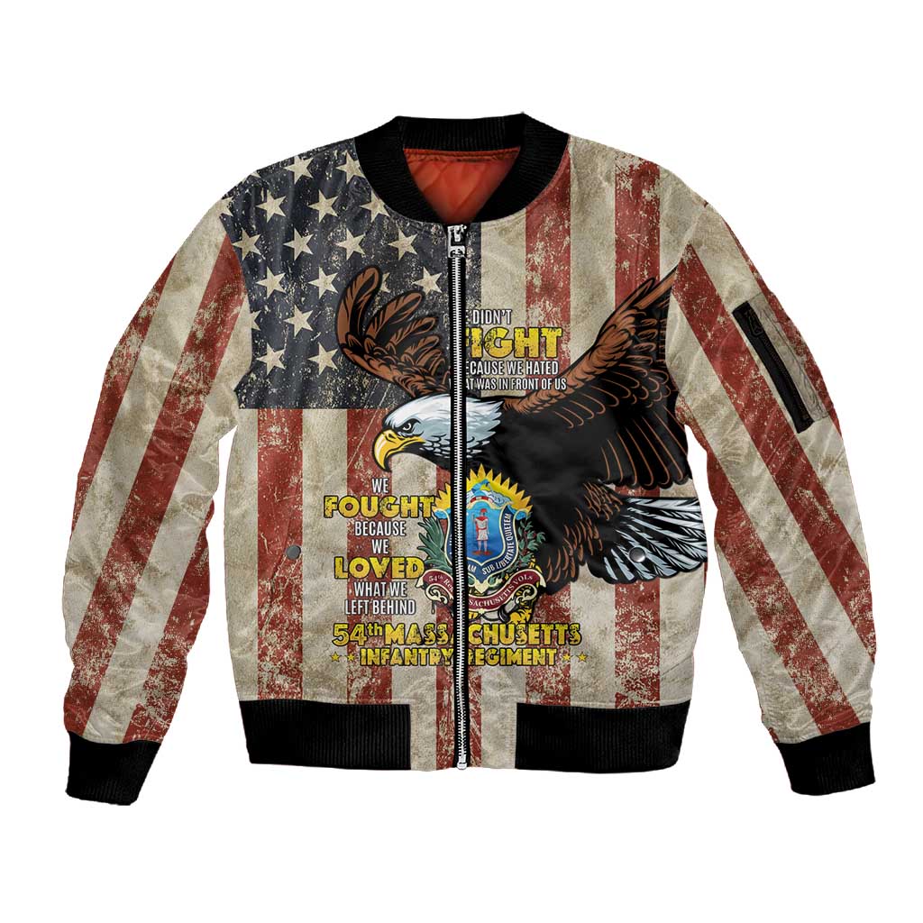 54th Massachusetts Infantry Regiment Sleeve Zip Bomber Jacket American Eagle - African Pride