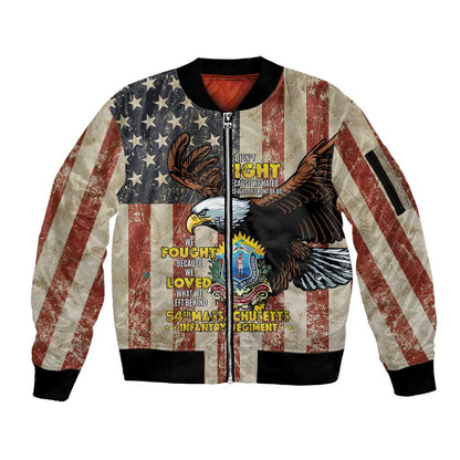 54th Massachusetts Infantry Regiment Sleeve Zip Bomber Jacket American Eagle - African Pride