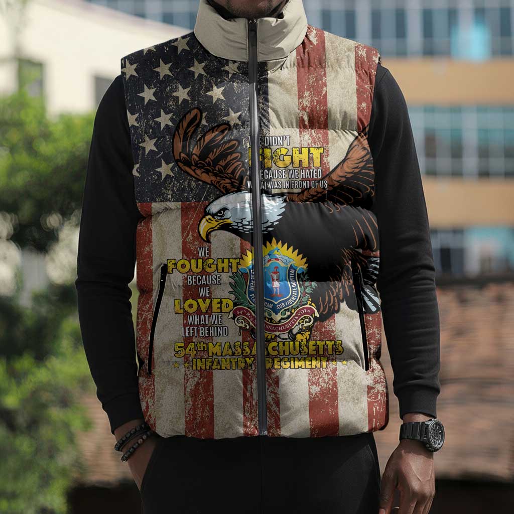 54th Massachusetts Infantry Regiment Sleeveless Puffer Jacket American Eagle - African Pride