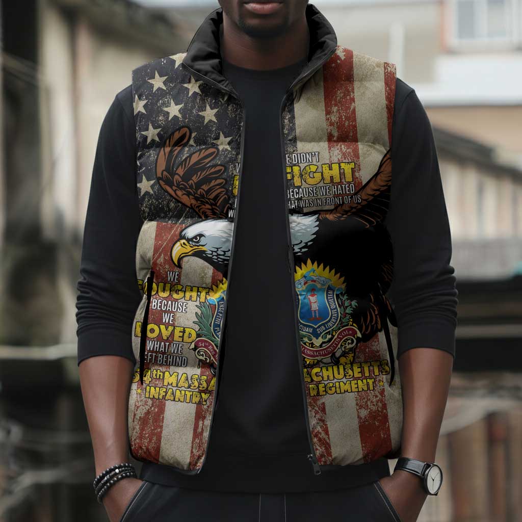54th Massachusetts Infantry Regiment Sleeveless Puffer Jacket American Eagle - African Pride