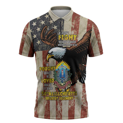 54th Massachusetts Infantry Regiment Zipper Polo Shirt American Eagle - African Pride