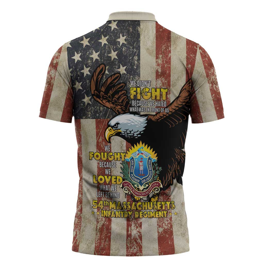 54th Massachusetts Infantry Regiment Zipper Polo Shirt American Eagle - African Pride