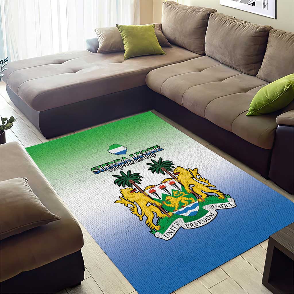 Personalised Sierra Leone Independence Day Area Rug Coat Of Arms Flag Map