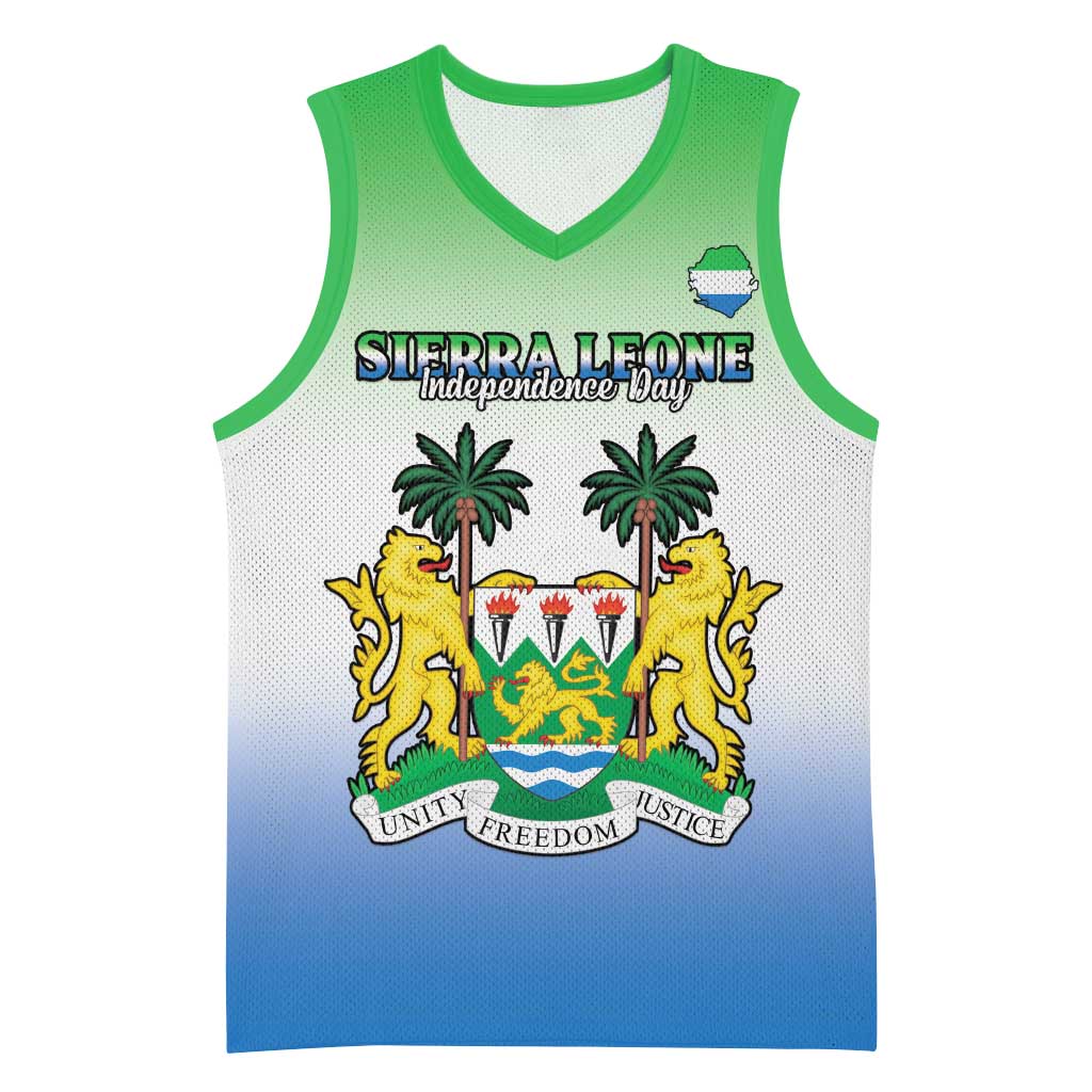 Personalised Sierra Leone Independence Day Basketball Jersey Coat Of Arms Flag Map LT15