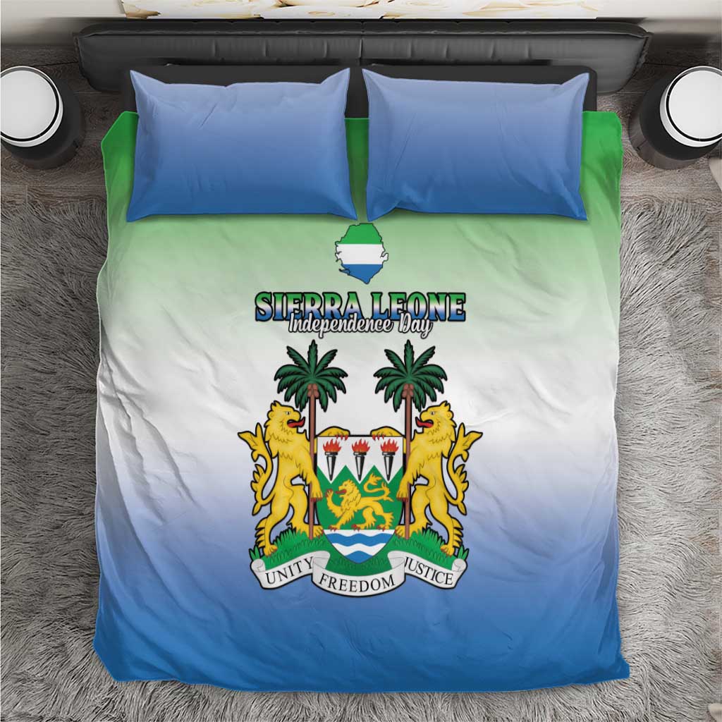 Personalised Sierra Leone Independence Day Bedding Set Coat Of Arms Flag Map