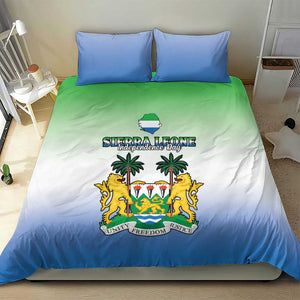 Personalised Sierra Leone Independence Day Bedding Set Coat Of Arms Flag Map